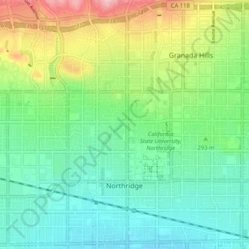 Topografische Karte Northridge, Höhe, Relief