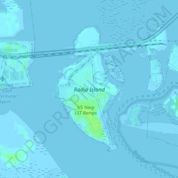 Topografische Karte Radio Island, Höhe, Relief