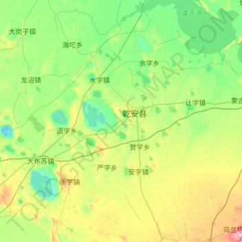 Topografische Karte 乾安县, Höhe, Relief