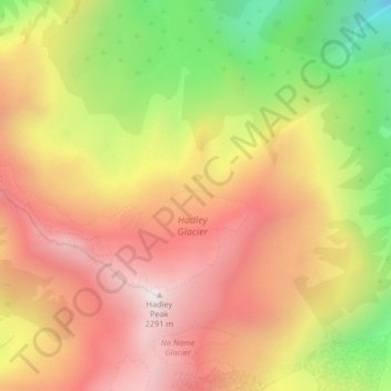 Topografische Karte Hadley Glacier, Höhe, Relief