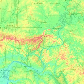 Topografische Karte Shawnee National Forest, Höhe, Relief