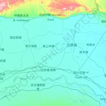Topografische Karte 五原县, Höhe, Relief