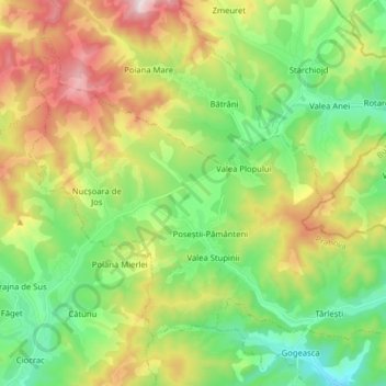Topografische Karte Posești, Höhe, Relief