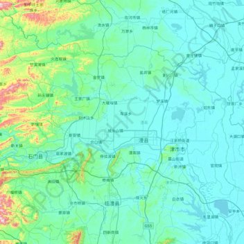 Topografische Karte 澧县, Höhe, Relief