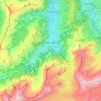 Topografische Karte Gsteig, Höhe, Relief
