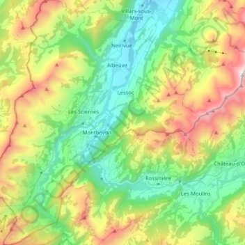 Topografische Karte Haut-Intyamon, Höhe, Relief