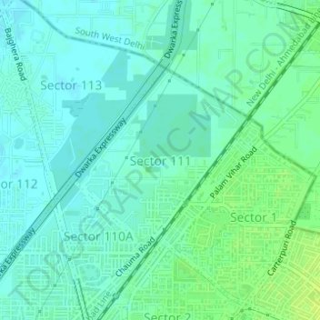 Topografische Karte Sector 111, Höhe, Relief