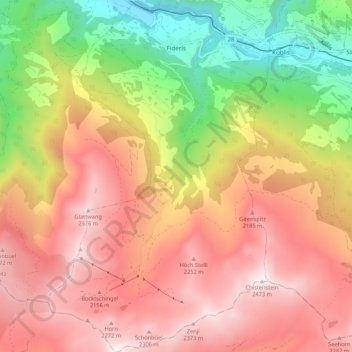 Topografische Karte Fideris, Höhe, Relief