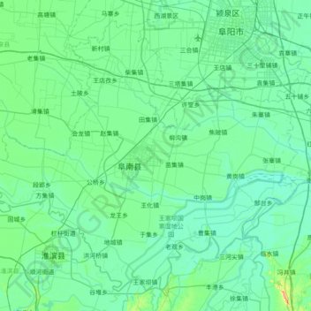 Topografische Karte 阜南县, Höhe, Relief