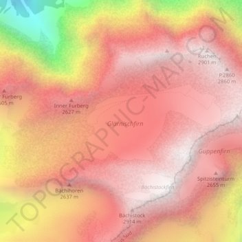 Topografische Karte Glärnischfirn, Höhe, Relief