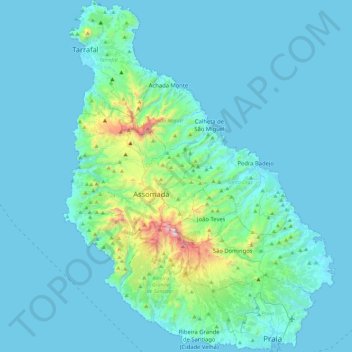Topografische Karte Santiago, Höhe, Relief