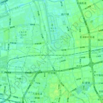 Topografische Karte 大场镇, Höhe, Relief