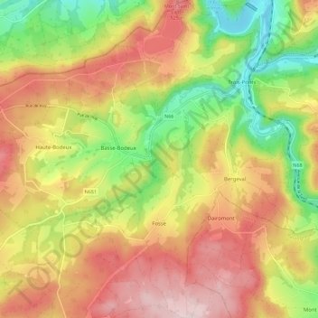 Topografische Karte Fosse, Höhe, Relief