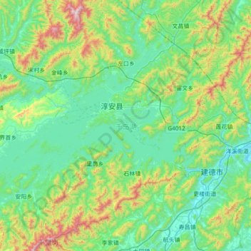 Topografische Karte 千岛湖, Höhe, Relief