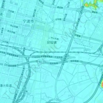 Topografische Karte 邱隘镇, Höhe, Relief