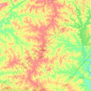 Topografische Karte Chambers County, Höhe, Relief