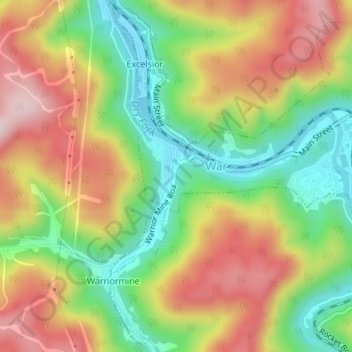 Topografische Karte War, Höhe, Relief