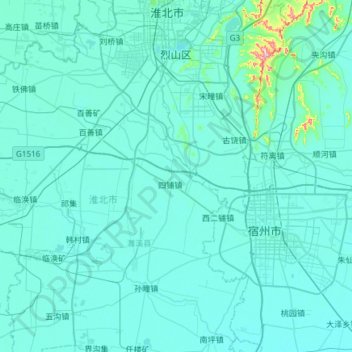 Topografische Karte 烈山区, Höhe, Relief