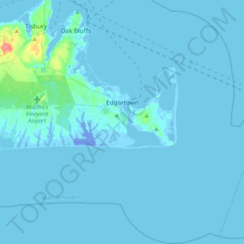 Topografische Karte Edgartown, Höhe, Relief
