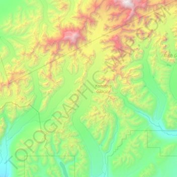Topografische Karte Kahiltna Glacier, Höhe, Relief