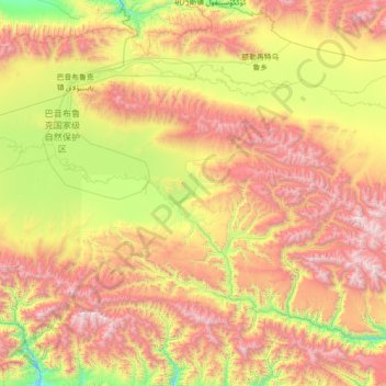 Topografische Karte 巴音布鲁克镇, Höhe, Relief