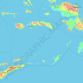 Topografische Karte Molukken, Höhe, Relief