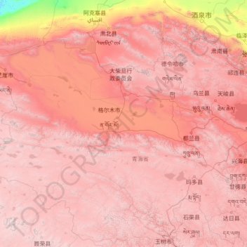 Topografische Karte 海西州, Höhe, Relief