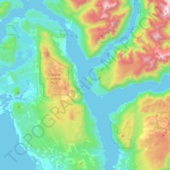 Topografische Karte Sechelt Inlet, Höhe, Relief