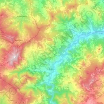 Topografische Karte Bobbio, Höhe, Relief