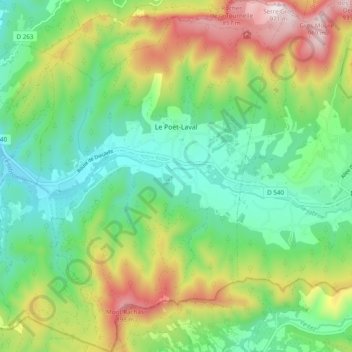 Topografische Karte Le Poët-Laval, Höhe, Relief