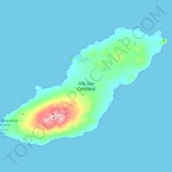 Topografische Karte Isla San Cristóbal, Höhe, Relief