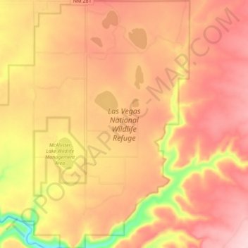 Topografische Karte Las Vegas National Wildlife Refuge, Höhe, Relief