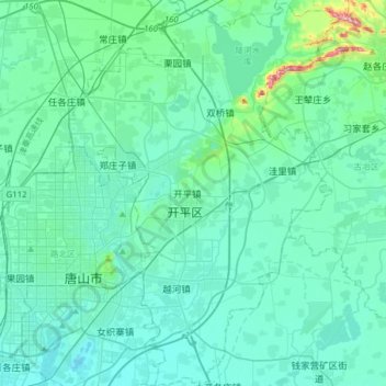 Topografische Karte 开平区, Höhe, Relief