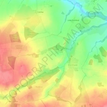 Topografische Karte Pitchford, Höhe, Relief