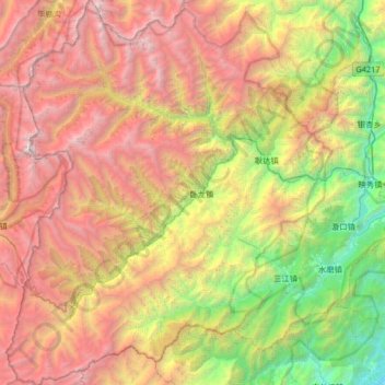 Topografische Karte 卧龙自然保护区, Höhe, Relief