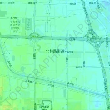 Topografische Karte 北林路街道, Höhe, Relief