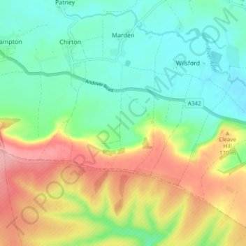 Topografische Karte Marden, Höhe, Relief