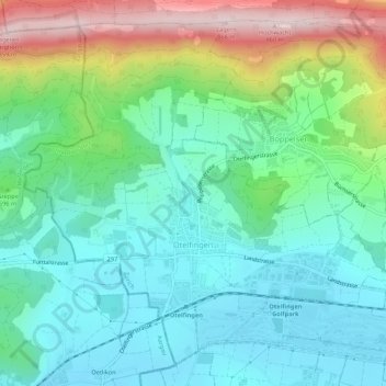 Topografische Karte Otelfingen, Höhe, Relief