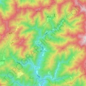 Topografische Karte 狮石乡, Höhe, Relief
