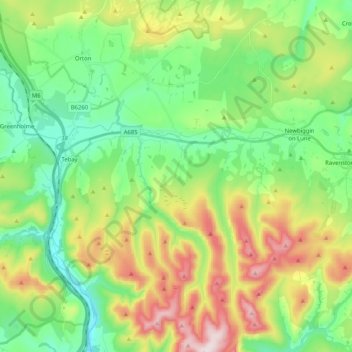 Topografische Karte Orton, Höhe, Relief