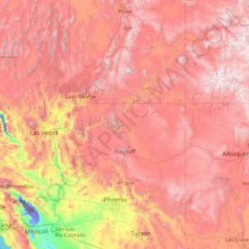 Topografische Karte Colorado River, Höhe, Relief