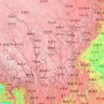 Topografische Karte 雅砻江, Höhe, Relief