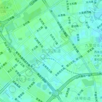 Topografische Karte 营门口街道, Höhe, Relief