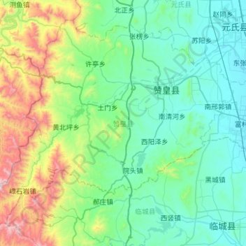 Topografische Karte 赞皇县, Höhe, Relief