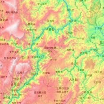 Topografische Karte 永善县, Höhe, Relief