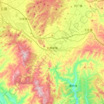 Topografische Karte 云南驿镇, Höhe, Relief