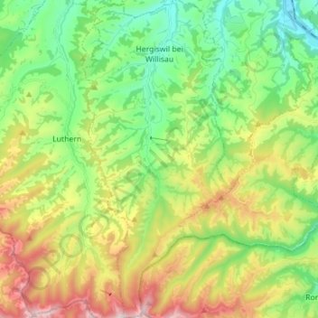 Topografische Karte Hergiswil bei Willisau, Höhe, Relief