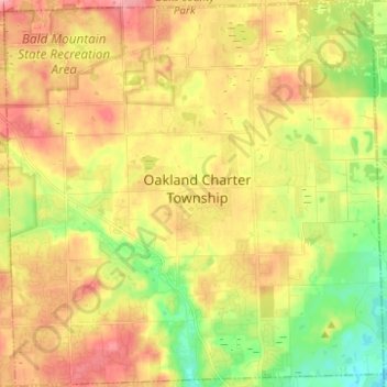 Topografische Karte Oakland Charter Township, Höhe, Relief