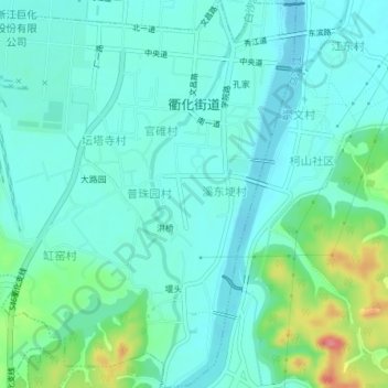 Topografische Karte 衢化街道, Höhe, Relief