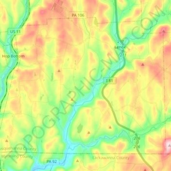 Topografische Karte Lenox Township, Höhe, Relief